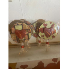 Belgian chocolate patterned lolly with heart